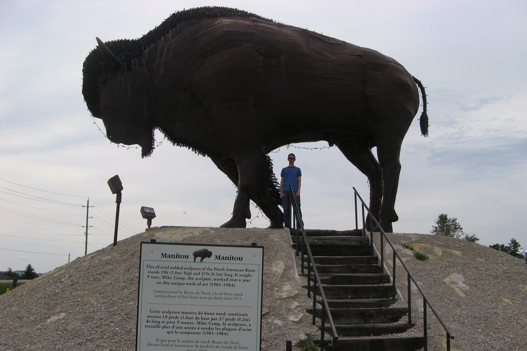 Canada's Largest Bison Sculpture Manitou, it is located in Earlton, Ontario along Highway 11.  Picture taken in 2009