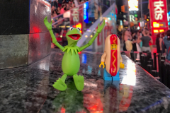 Kermit and Mr Hot Dog Lego Guy Hike Around Times  Square in New