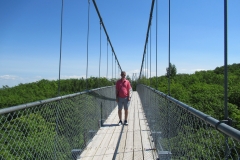 Nick on suspension bridge at  Scenic Caves Blue Mountains Ontario Canada